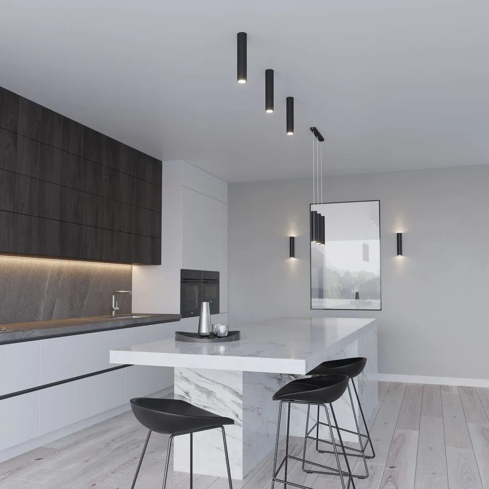 Lampadario nero in metallo Castro – Sollux