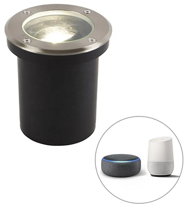 Faretto da terra esterno intelligente in acciaio inox incl. WiFi GU10 IP65 - Delux