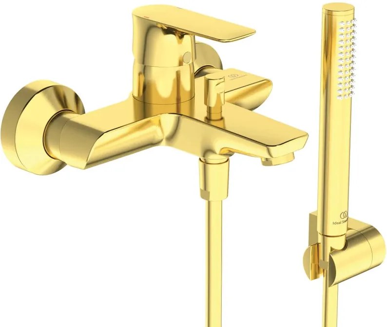 Rubinetto per vasca getto laminare cristallino Concept Air per muro oro spazzolato IDEAL STANDARD