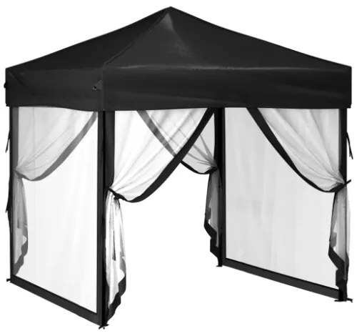 Tenda per Feste Pieghevole con Pareti Laterali Nero 2x2 m