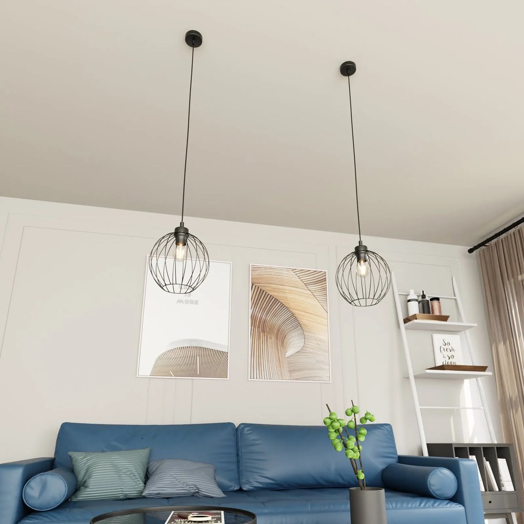 Sospensione Minimal Industrial Nando 1 Luce Nera