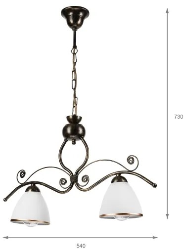 Lampadario a sospensione con catena RETRO 2xE27/60W/230V bronzo/patina