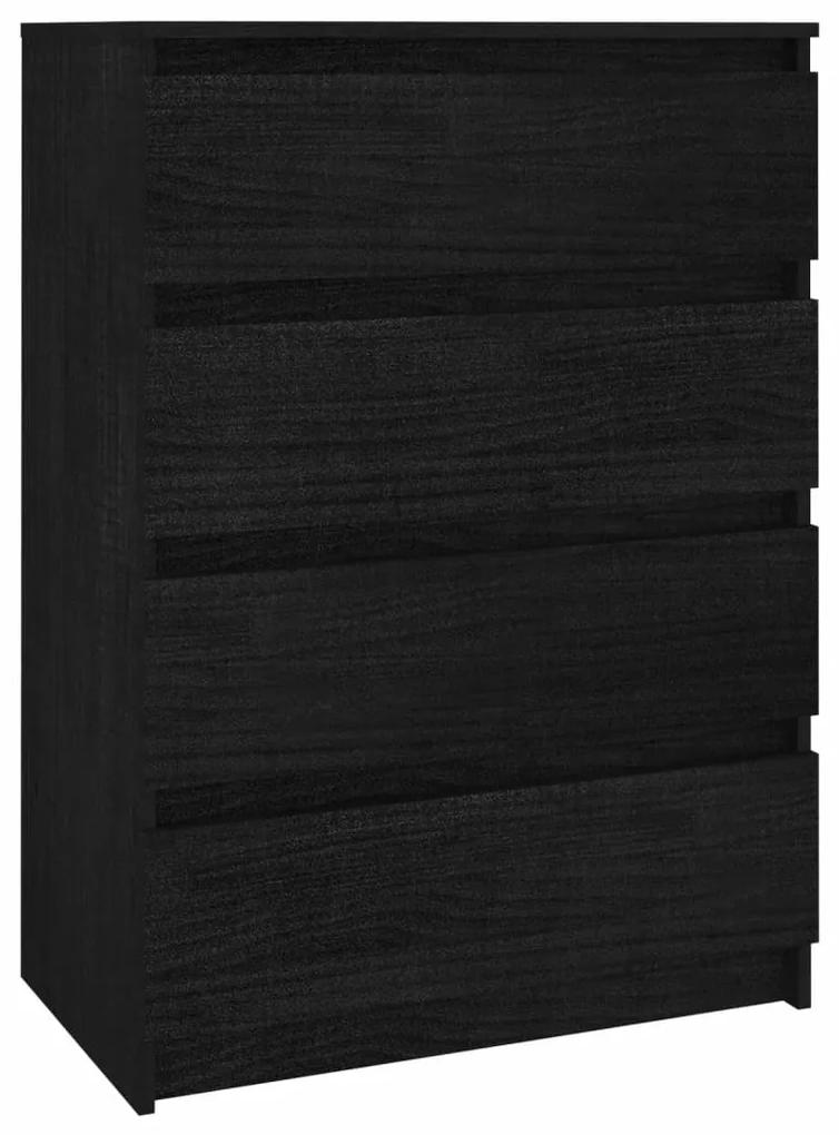 Credenza nera 60x36x84 cm in legno massello di pino