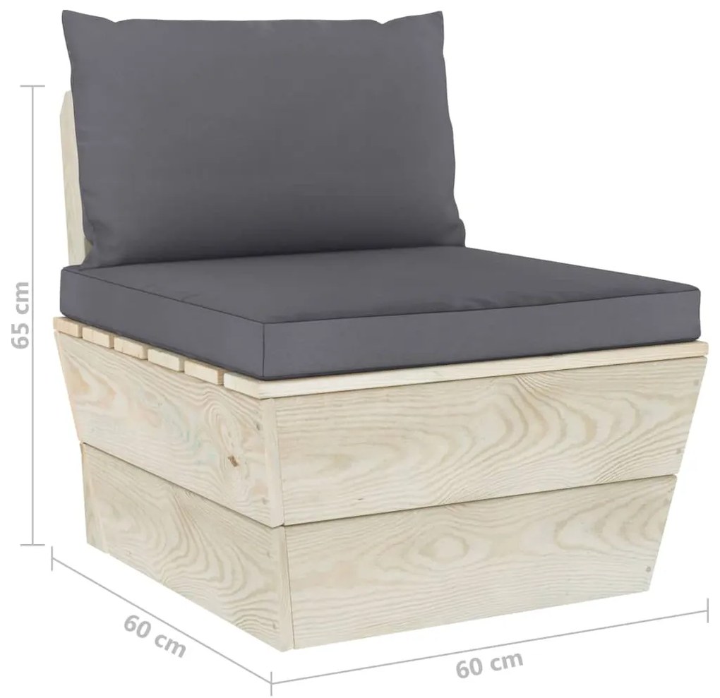 Set Divani da Giardino su Pallet 6 pz con Cuscini Legno Abete