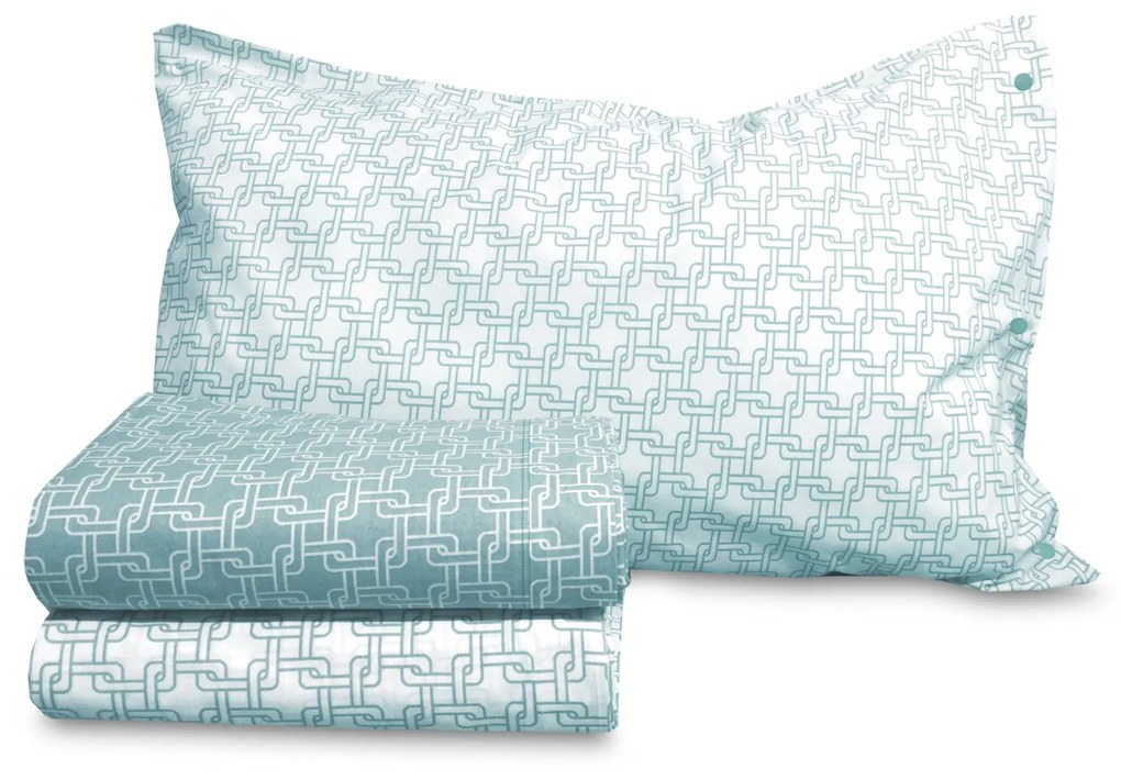 Parure copripiumino una piazza e mezza Minosse verde acqua SmartDecoHome