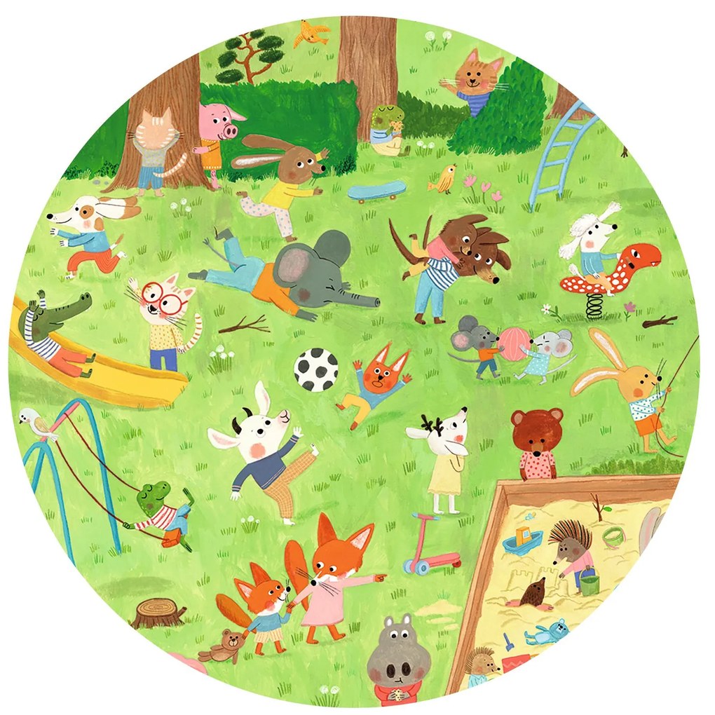 Puzzle di osservazione con poster - Parco giochi per animali - 35 pezzi