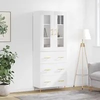 Credenza Bianco Lucido 69,5x34x180 cm in Legno Multistrato 3198395