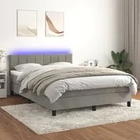 Letto a Molle Materasso e LED Grigio Chiaro 140x190 cm Velluto 3134399