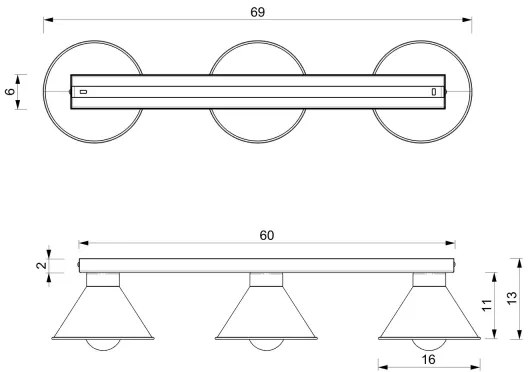 Faretto DEMET 3xE27/60W/230V nero/oro