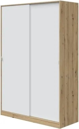 Armadio Guardaroba Appendiabiti 2 Ante Scorrevoli 120 Cm Rovere Nodi Bianco TOP120W