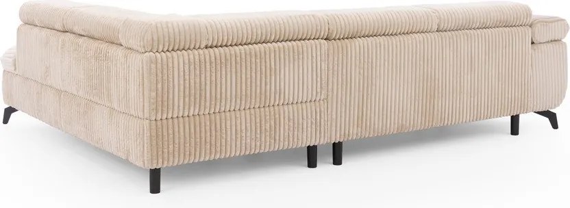 Divano angolare beige (con penisola a destra/a L) con rivestimento in velluto a coste Marbeya – Ropez