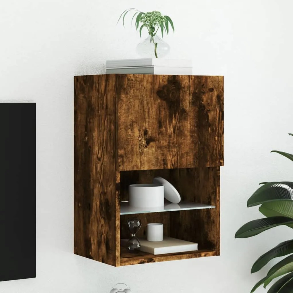 Mobile Tv Con Luci Led Rovere Fumo 40,5x30x60 Cm /