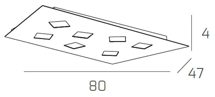 Plafoniera Moderna Note Metallo Bianco 7 Luci Gx53 80Cm