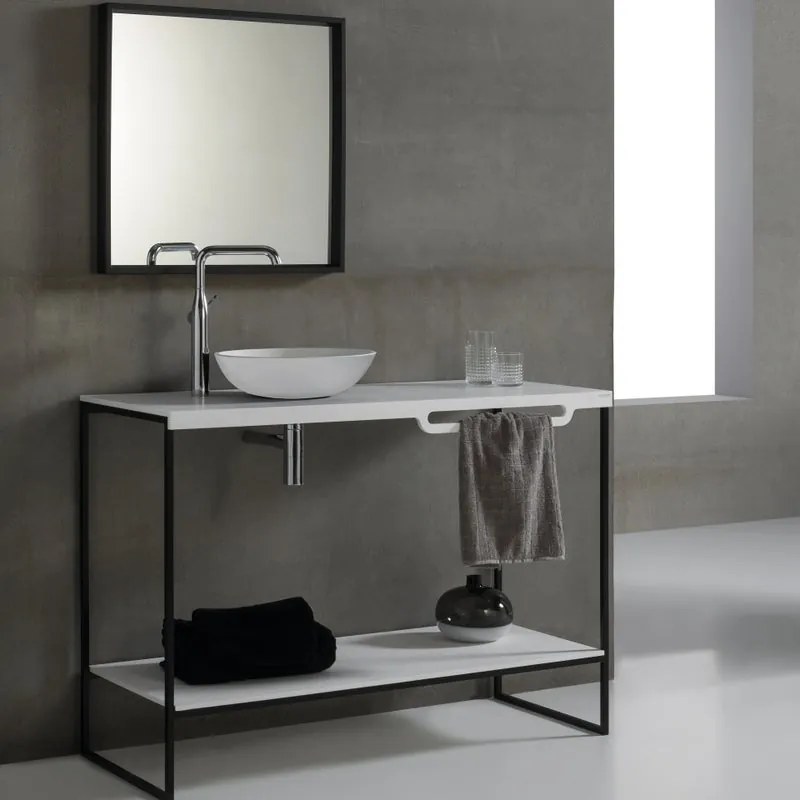 Lavabo da appoggio MC BATH tondo piletta inclusa in resina bianco opaco piletta inclusa