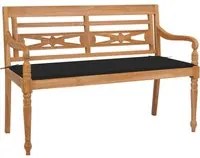 Panca Batavia con Cuscino Nero 120 cm in Massello di Teak 3062161