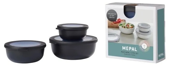Scatole per alimenti in set da 3 Nordic black - Mepal
