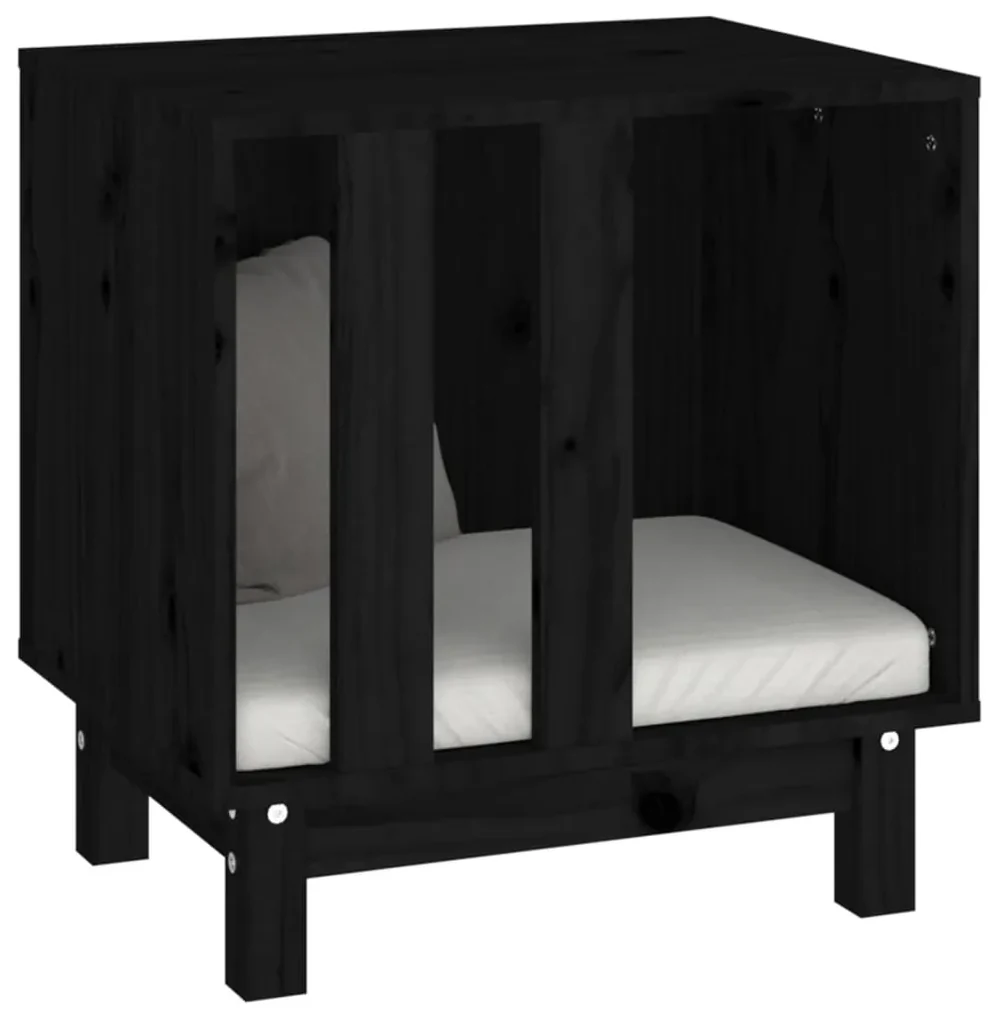 Casetta per cani nero 50x40x52 cm in legno massello di pino