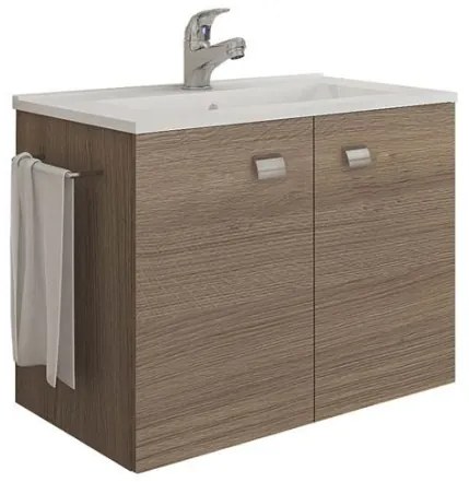 Mobile bagno sospeso 60 cm con lavabo e portasalviette rovere fumo - Erika 99030