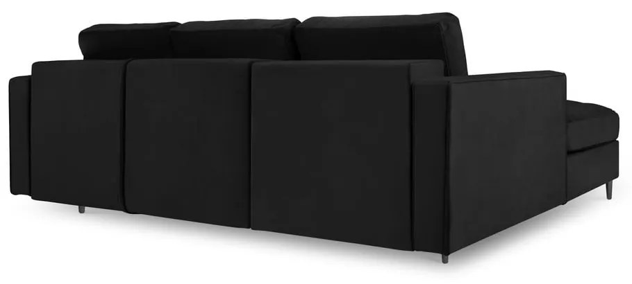 Divano letto angolare in velluto nero, angolo sinistro Santo - Milo Casa