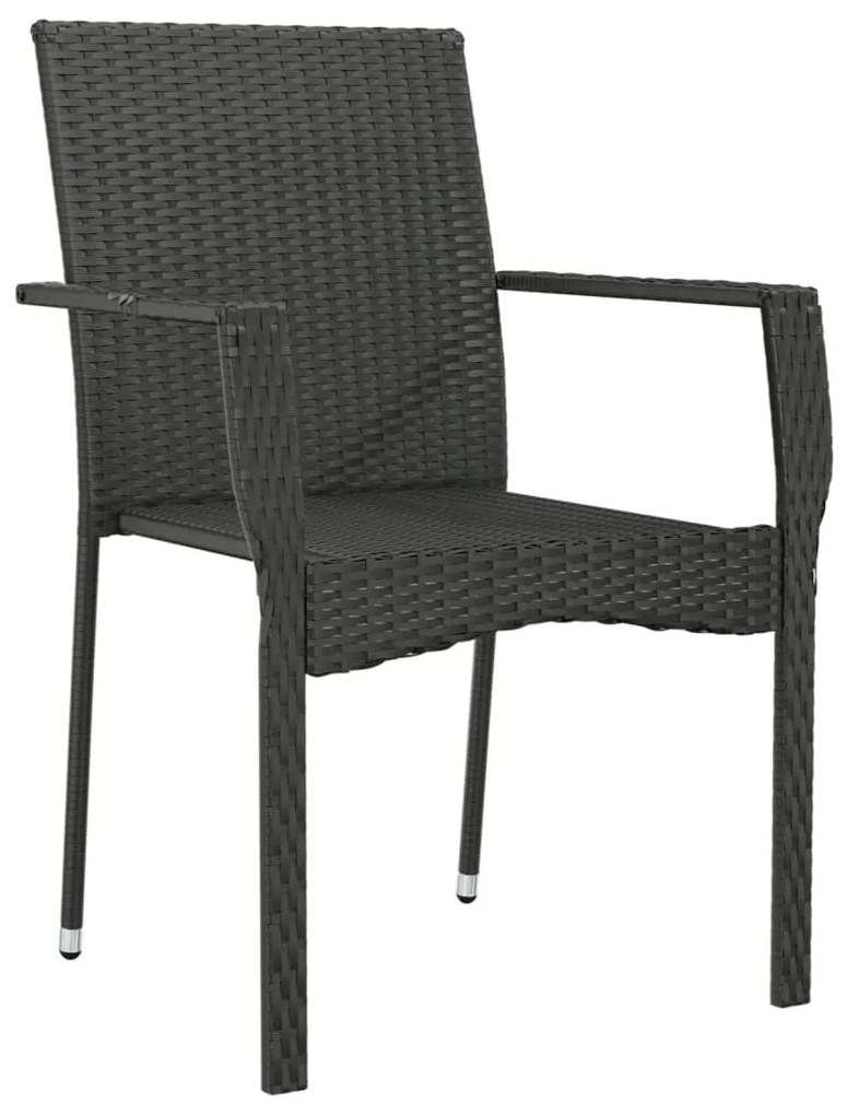 Sedie da giardino con cuscini 4 pz in polyrattan nere