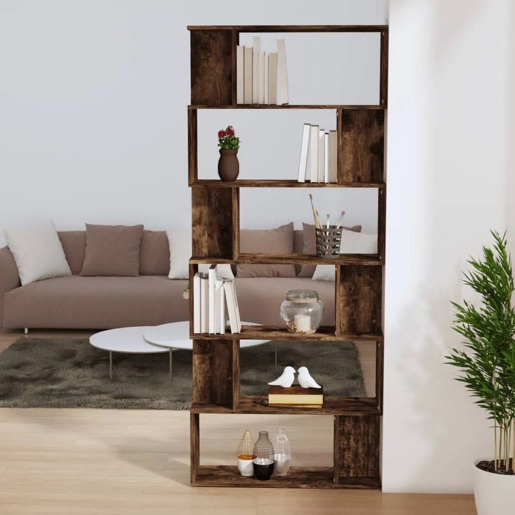 Libreria/Divisorio Rovere Fumo 80x24x192cm in Legno Multistrato