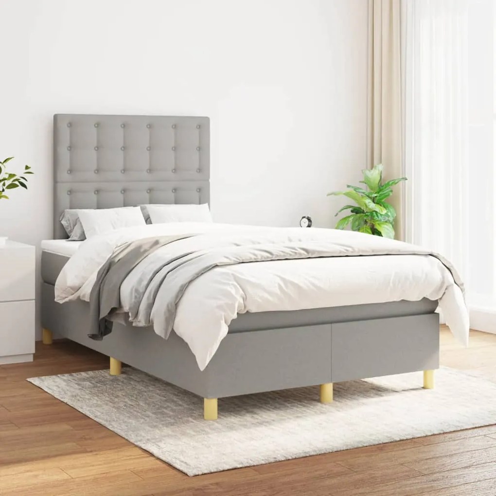 Giroletto A Molle Con Materasso Grigio Chiaro 120x200cm Tessuto /