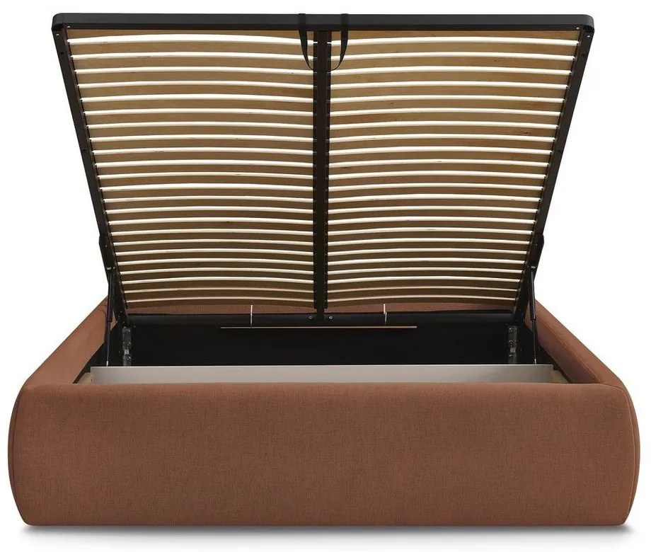 Letto matrimoniale imbottito arancione con contenitore/senza testiera con rete inclusa 180x200 cm Inera – Bobochic Paris