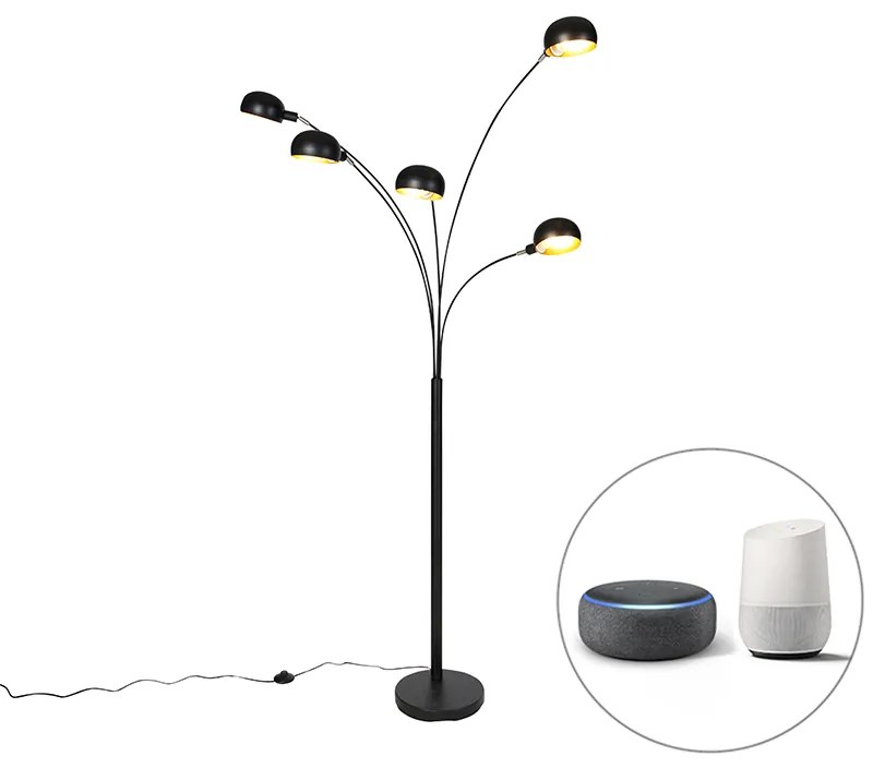 Lampada da terra intelligente nera 5 luci incl. Wifi B35 - Sixties