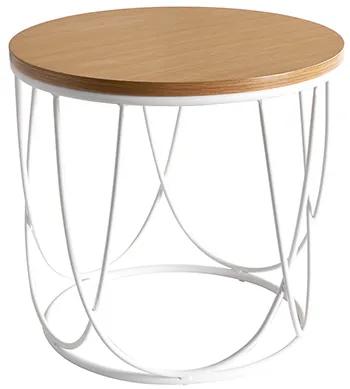 Tavolino complementare legno e metallo bianco 42 cm LACE