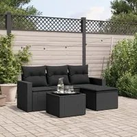 Set Divani da Giardino 5 pz con Cuscini in Polyrattan Nero 3251212