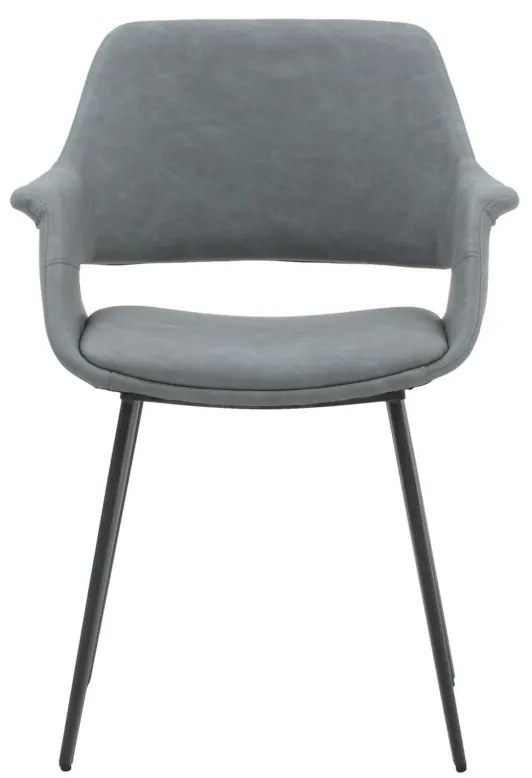 Set di sedie EMBAJADORES in similpelle grigio e gambe in metallo nero, con braccioli