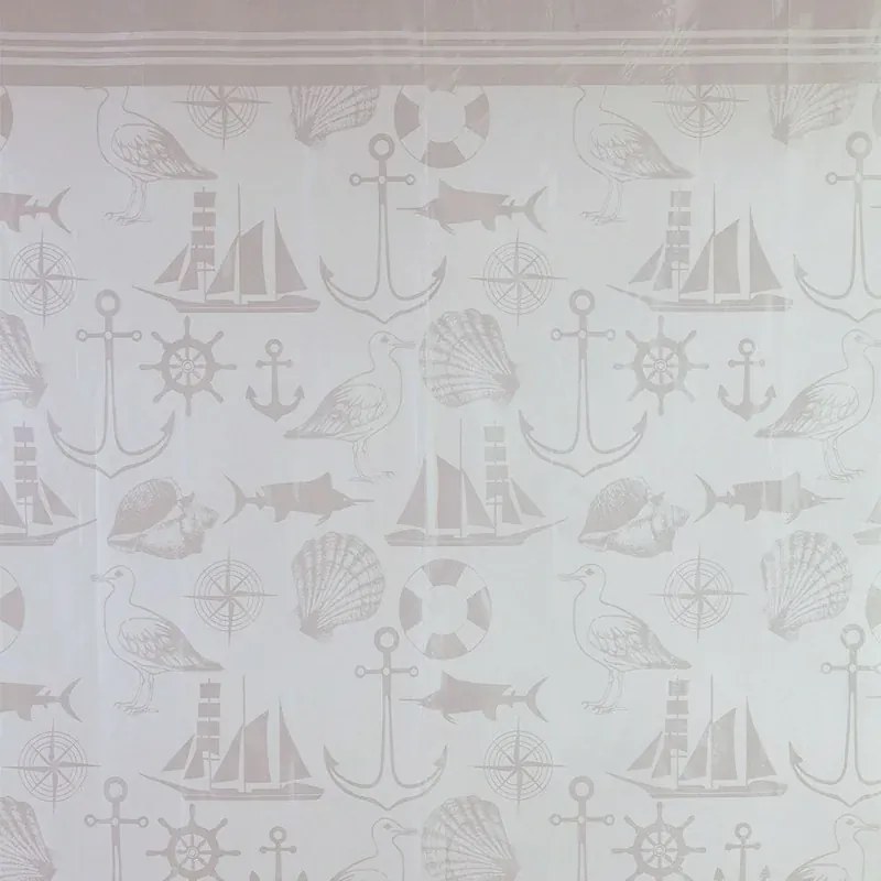 Tenda doccia 180x200 cm in acrilico con motivi marini completa di ganci