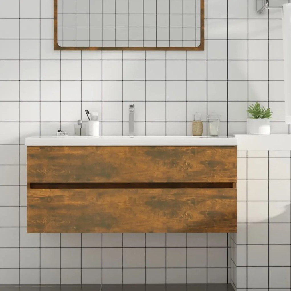 Mobile Lavabo Rovere Fumo 100x38,5x45 Cm Legno Multistrato /