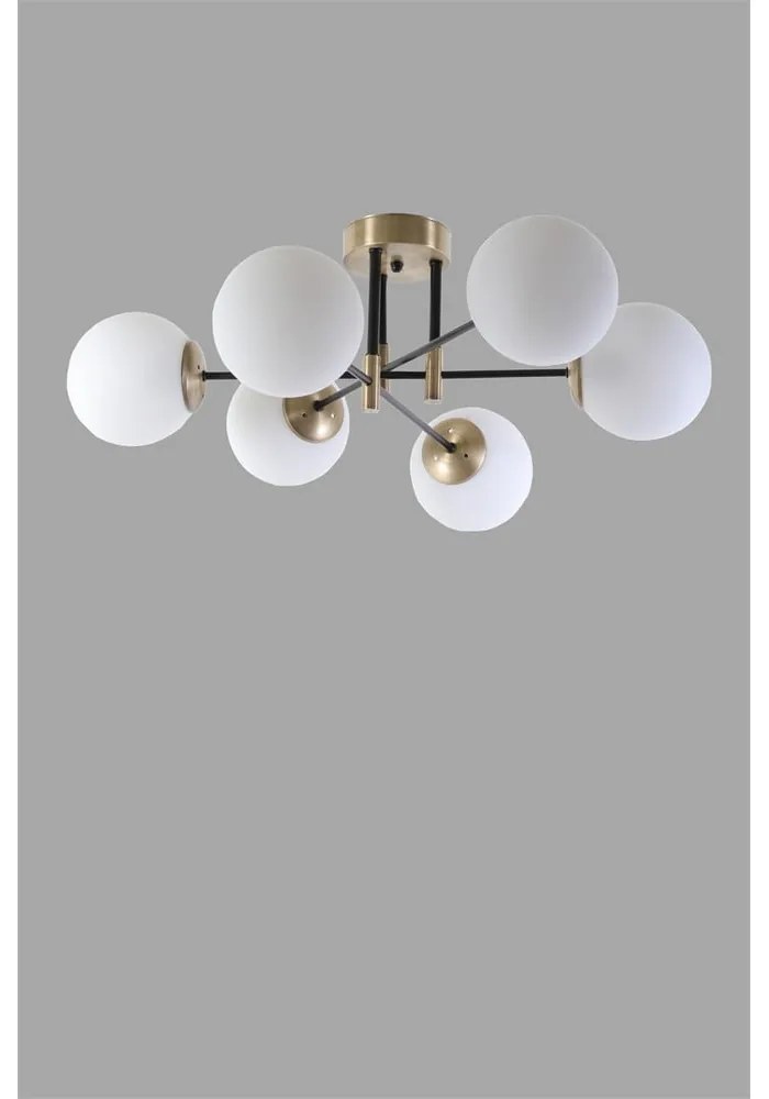 Plafoniera bianca/dorata con paralume in vetro ø 15 cm Dolunay – Opviq lights