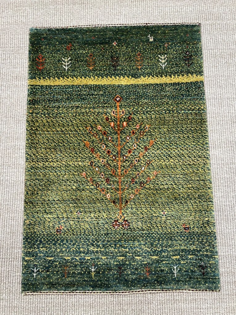 Loribaft Tappeto persiano 90x60 Verde (Iran) Annodato A Mano