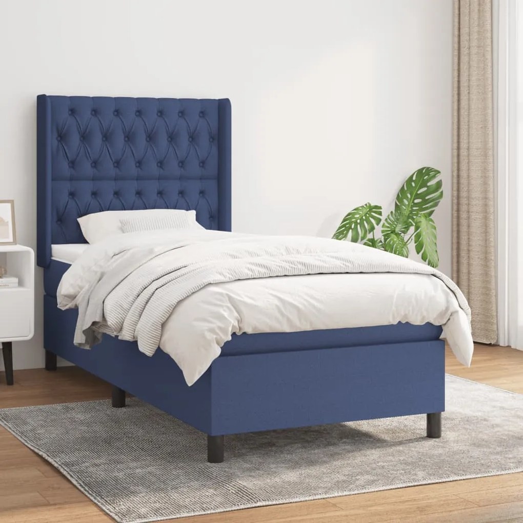 Giroletto A Molle Con Materasso Blu 90x190 Cm İn Tessuto /