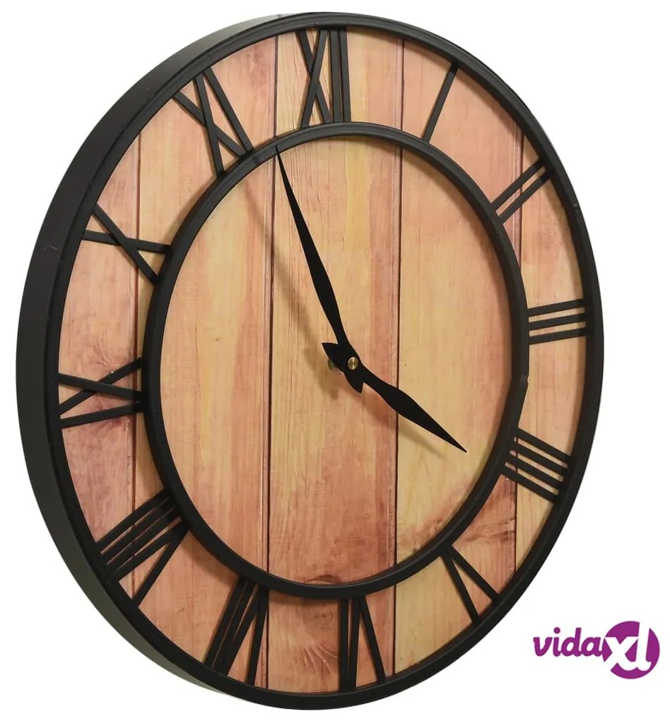 vidaXL Orologio da Parete 39 cm Marrone e Nero in MDF e Ferro
