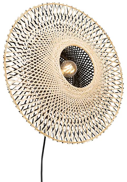 Applique da parete orientale in bambù 50 cm con spina - Rina