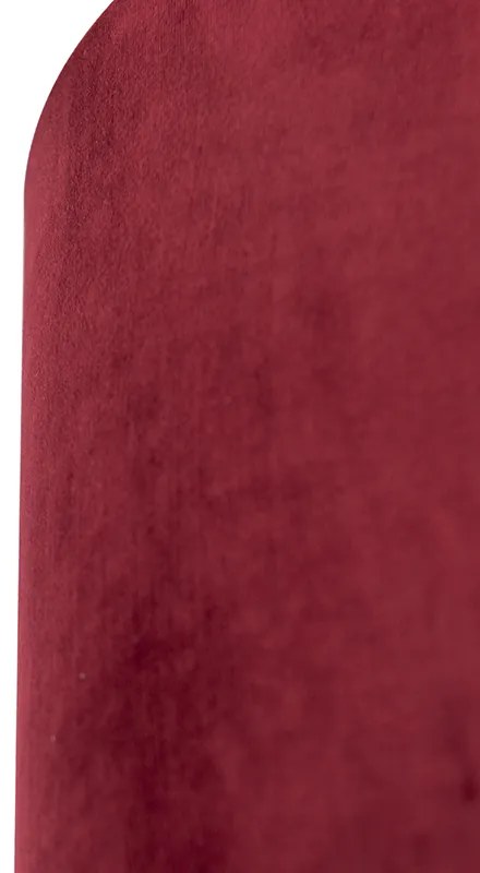 Paralume in velluto rosso 25/25/25 con interno dorato
