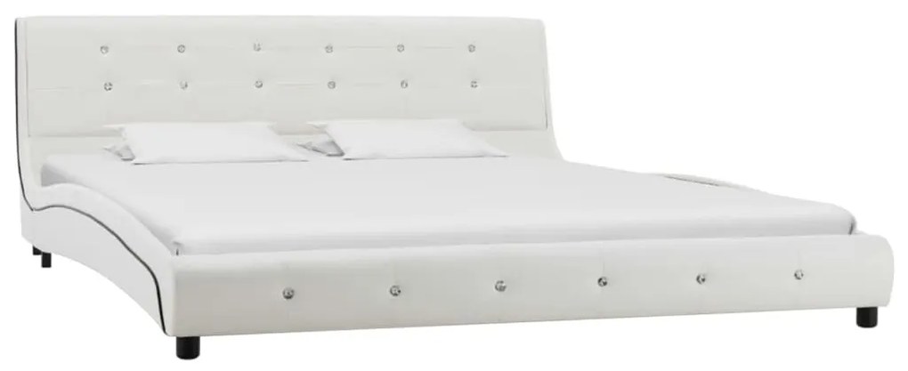 Letto con materasso memory foam bianco in similpelle 160x200 cm