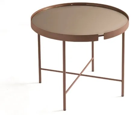 Tavolino tondo in metallo con vetro Bronzo e base Corten CHRIS 60