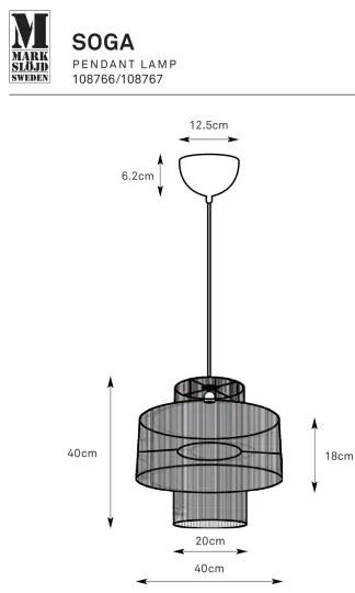 Markslöjd 108767 - Lampadario a sospensione con filo SOGA 1xE27/40W/230V oro