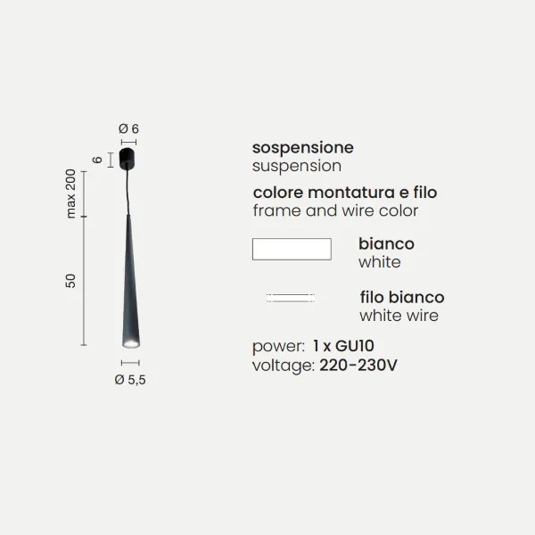 Lampada a sospensione NOA D6 cm alluminio verniciato a polvere Bianco - Grande