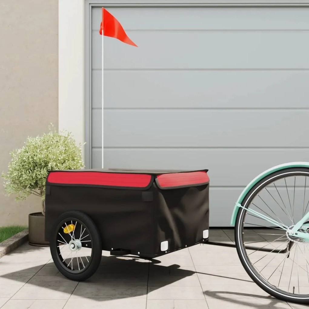 Rimorchio Da Bici Nero E Rosso 45 Kg İn Ferro /