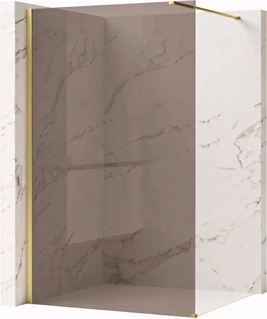 Parete doccia Rea Flexi Brown / Brush Gold 130