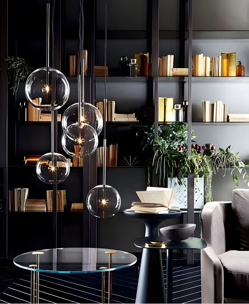 Lampada da soffitto a sospensione con sfera di vetro 20cm APP1684-1CP