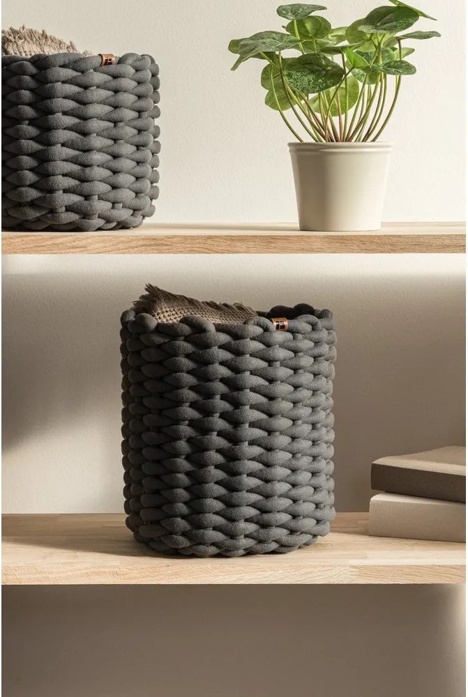 Cesto in tessuto ø 25x25 cm Peach Skin Round M – Bigso