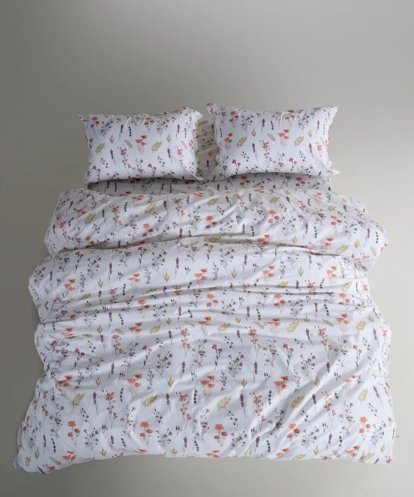 Set copripiumino e federa bianco in cotone renforcé per letto singolo 140x200 cm Floral Dance Autumn – Mila Home Luxury