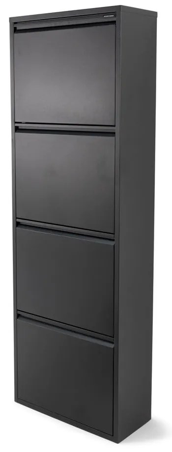 Scarpiera nera in metallo con ante ribaltabili 50x150x22 cm Billy – Spinder Design