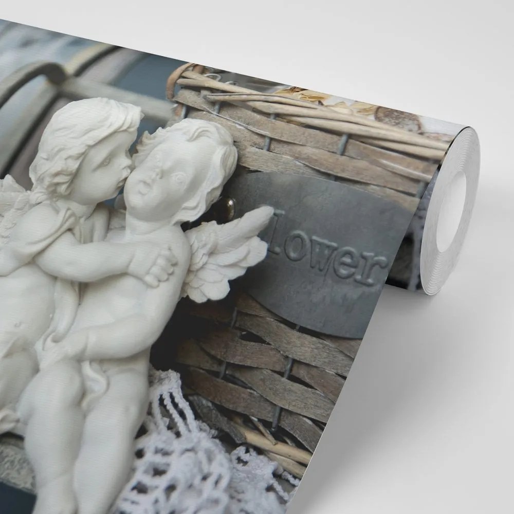 Carta da parati autoadesiva – Statuette di angeli su panchina